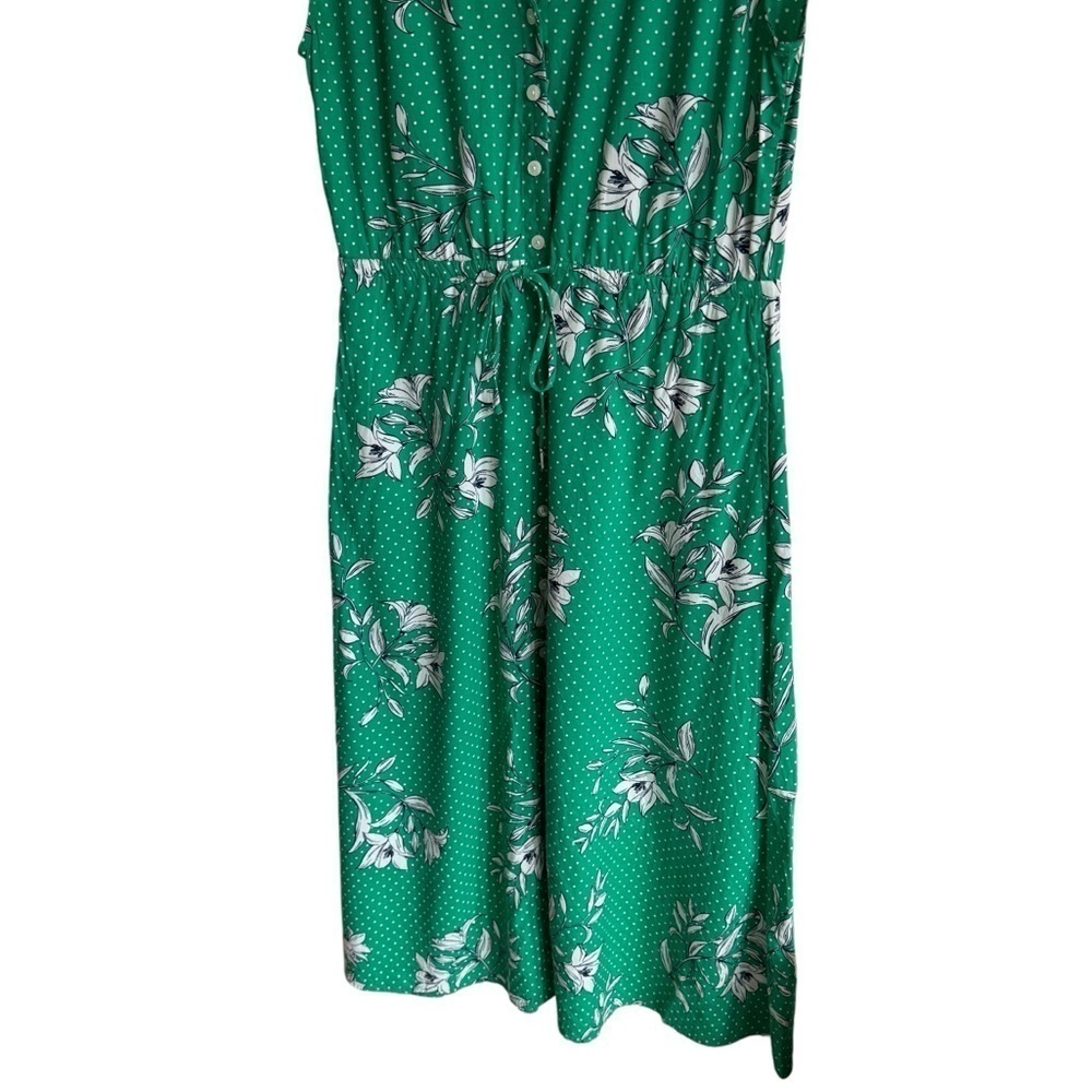 Draper James Green Floral & Polka Dotted Button Front Midi Dress, Size S - Picture 4 of 9